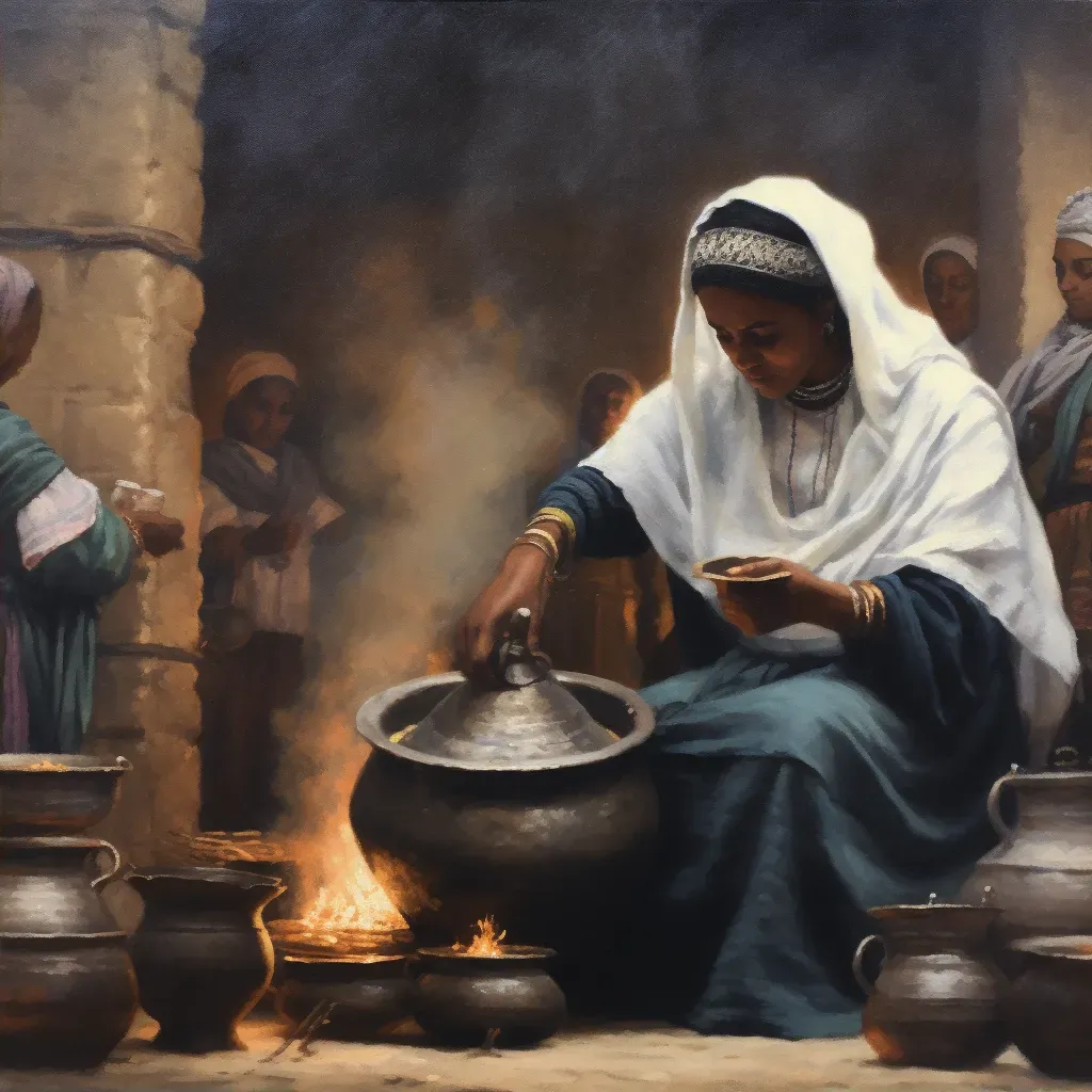 Ethiopian coffee ceremony with roasting over fire - Image 2