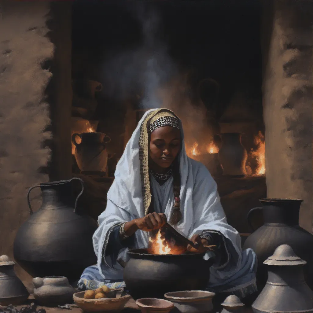 Ethiopian coffee ceremony with roasting over fire - Image 3