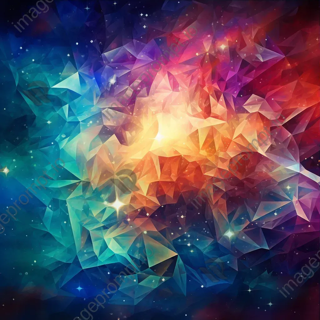 Low poly art of a vibrant nebula featuring floating diamond shapes - Image 3