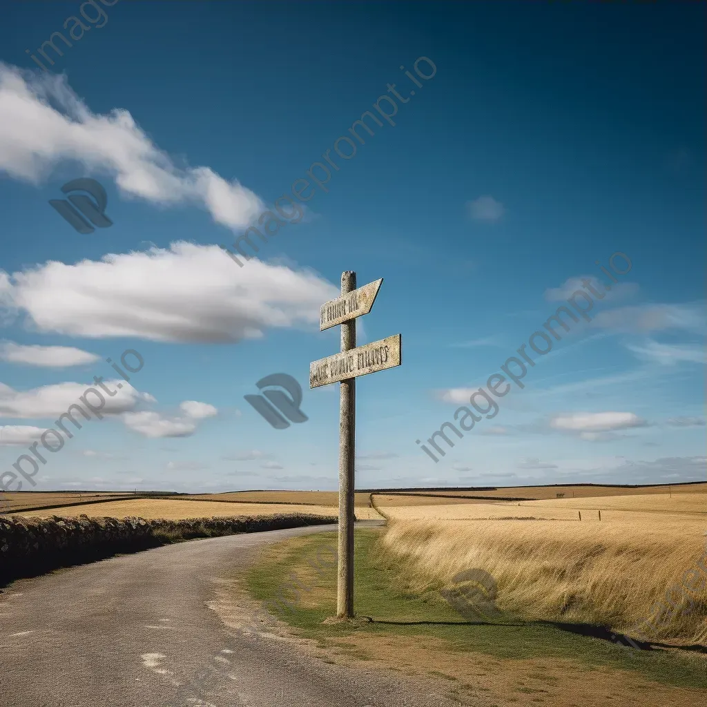 Single street signpost in countryside crossroads shot on Fujifilm X-T4 - Image 3