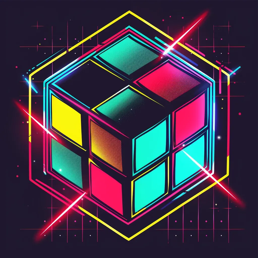 retro stylized rubiks cube logo - Image 3