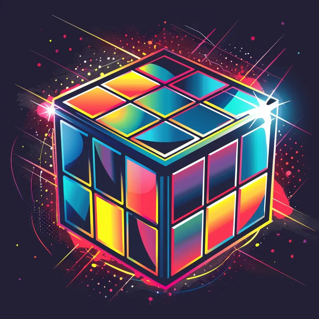 retro stylized rubiks cube logo - Image 4