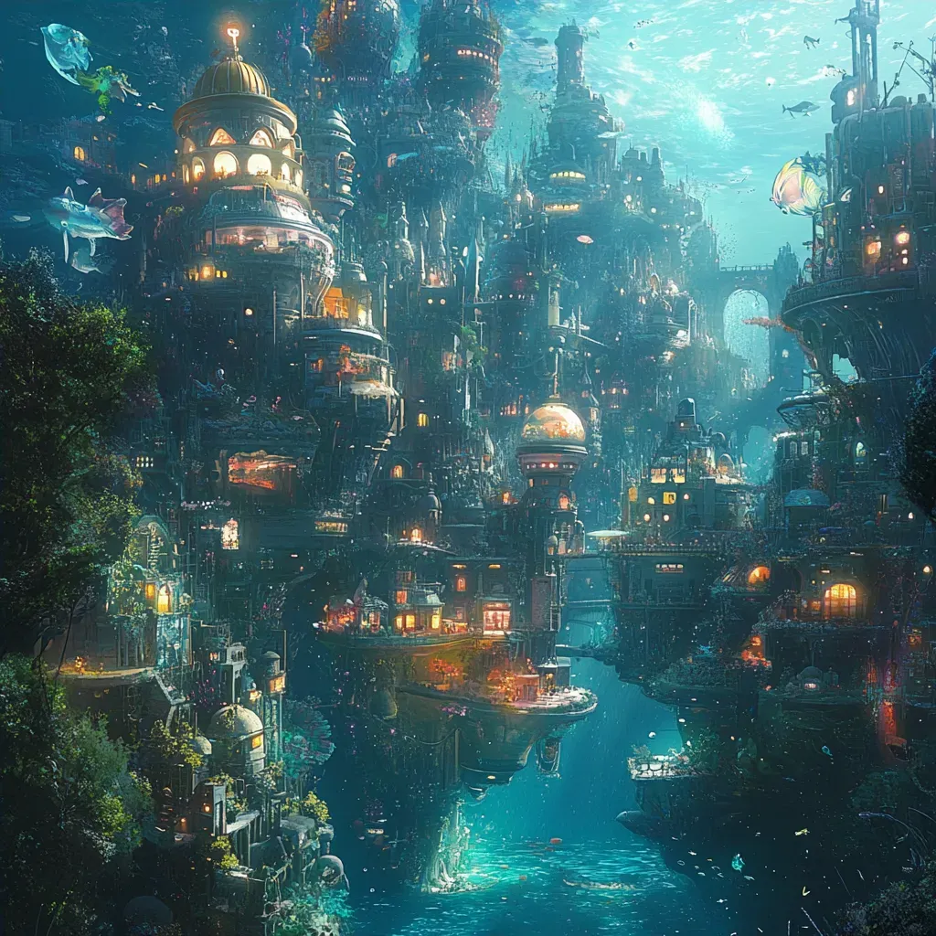 Colorful animated-style undersea city bustling with sea creatures - Image 4