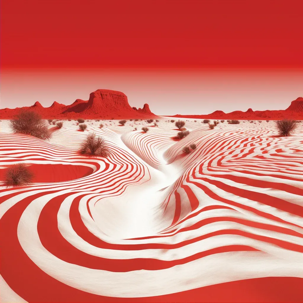 Illustration of a heatwave distorting a desert landscape with shimmering heat waves. - Image 2