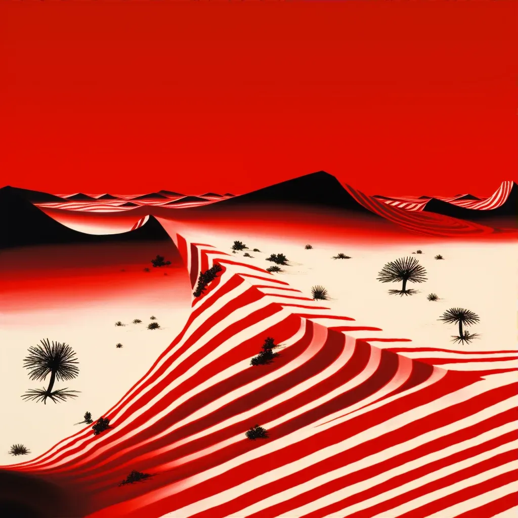 Illustration of a heatwave distorting a desert landscape with shimmering heat waves. - Image 3