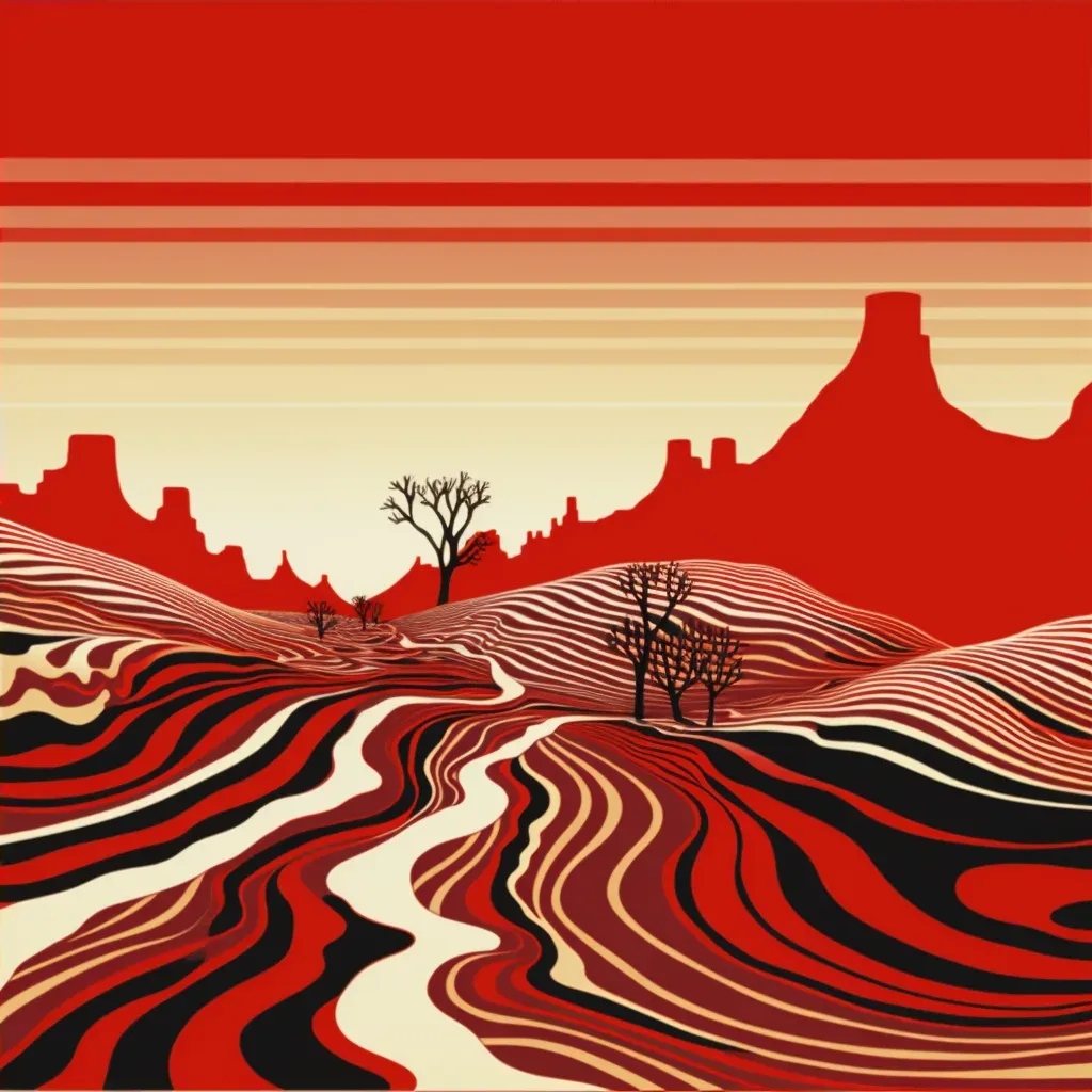 Illustration of a heatwave distorting a desert landscape with shimmering heat waves. - Image 4