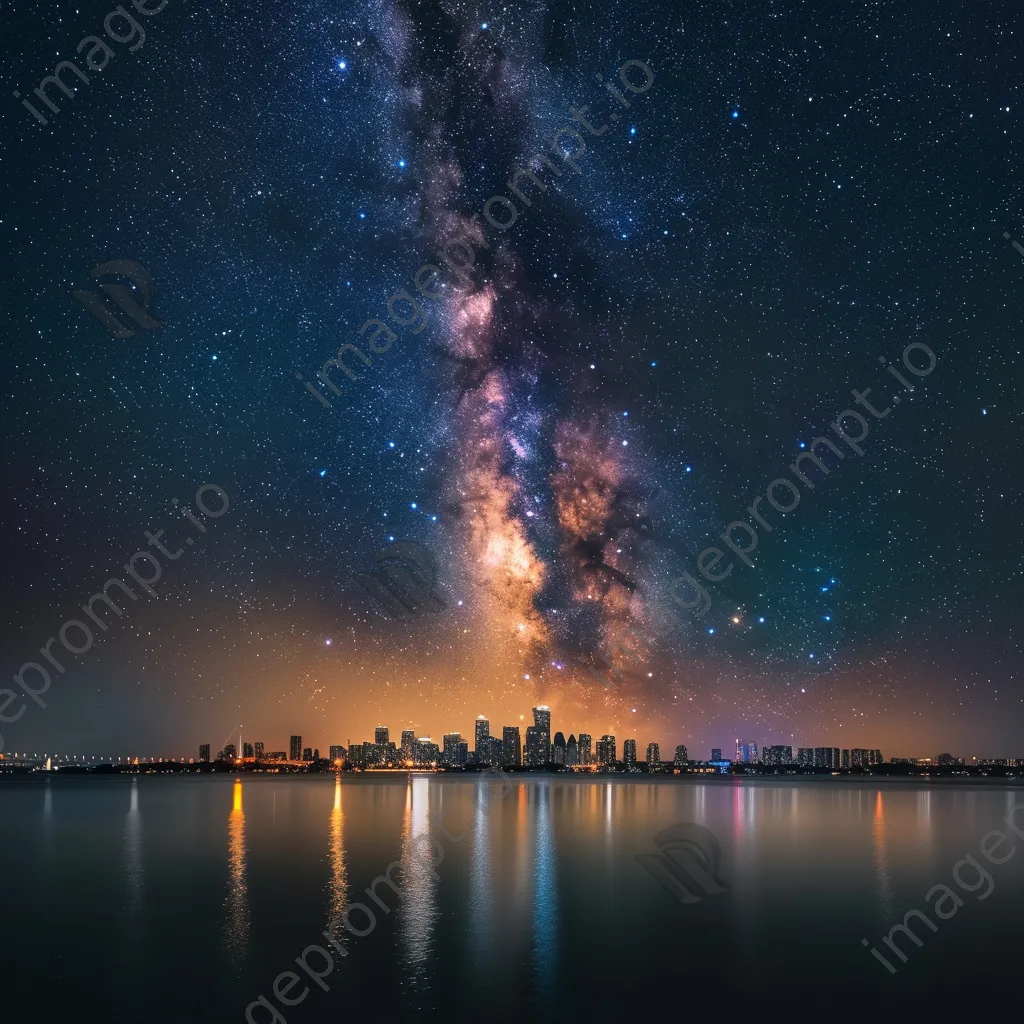 Milky Way galaxy above a city skyline at night - Image 1