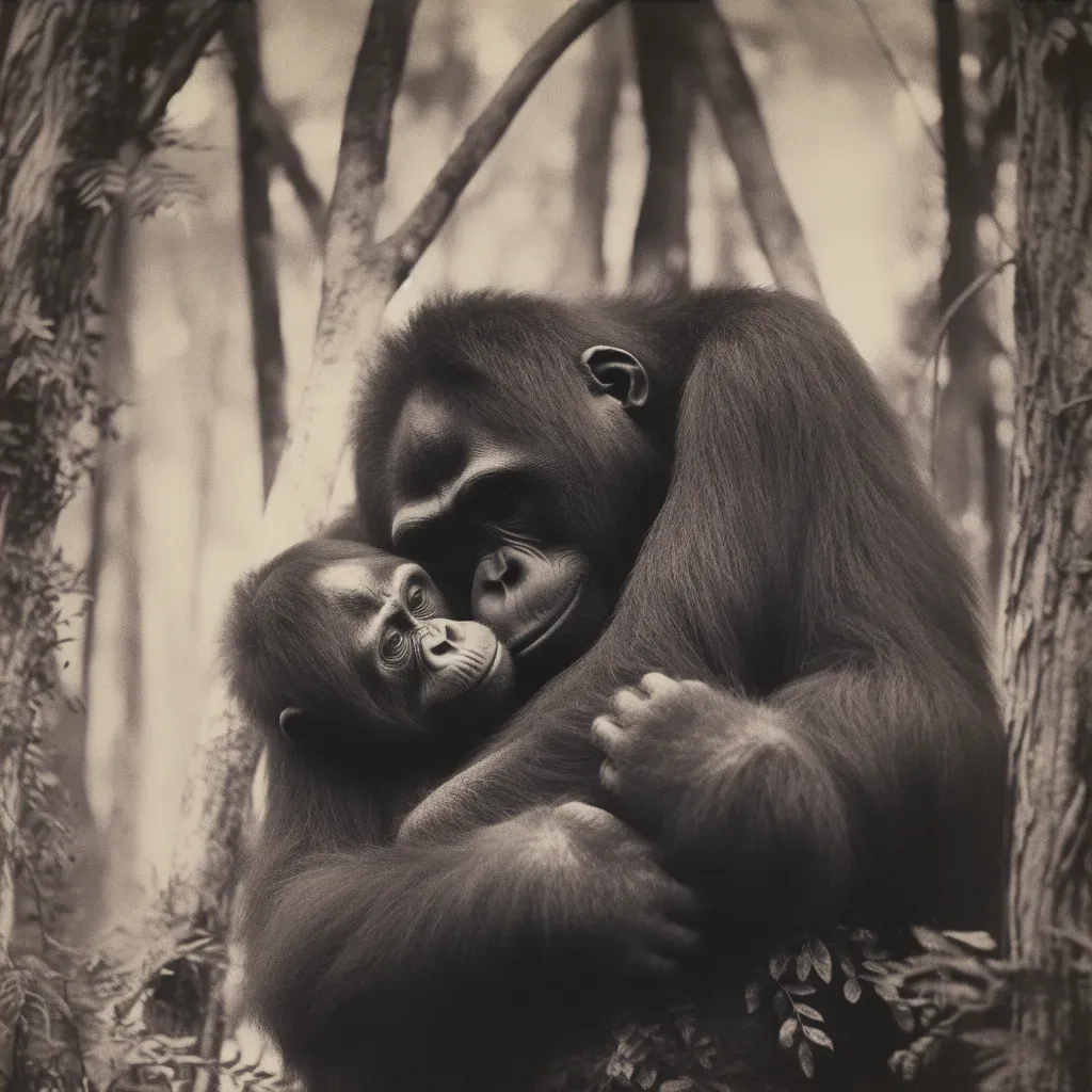 Sumatran orangutan mother with baby in Indonesian rainforest - Image 4