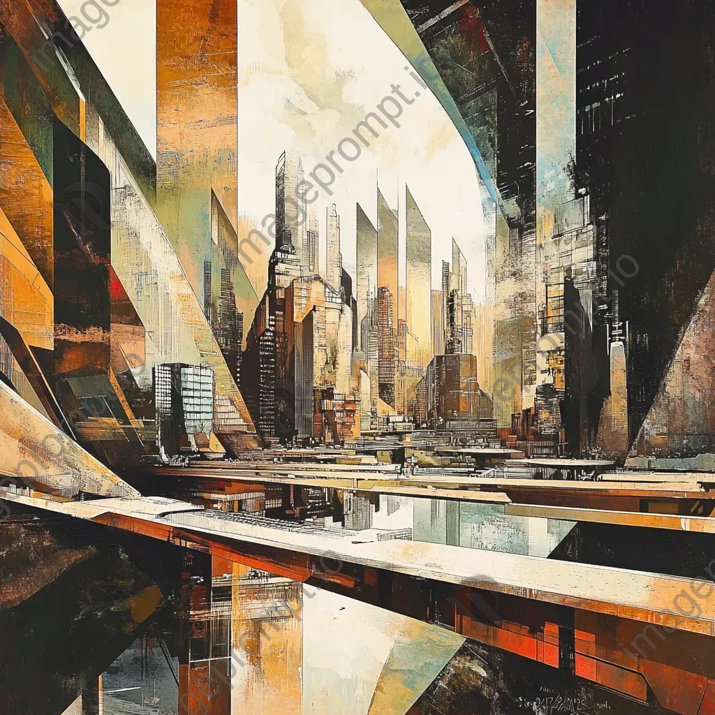 Cubist artwork of a dystopian future city skyline - Image 2