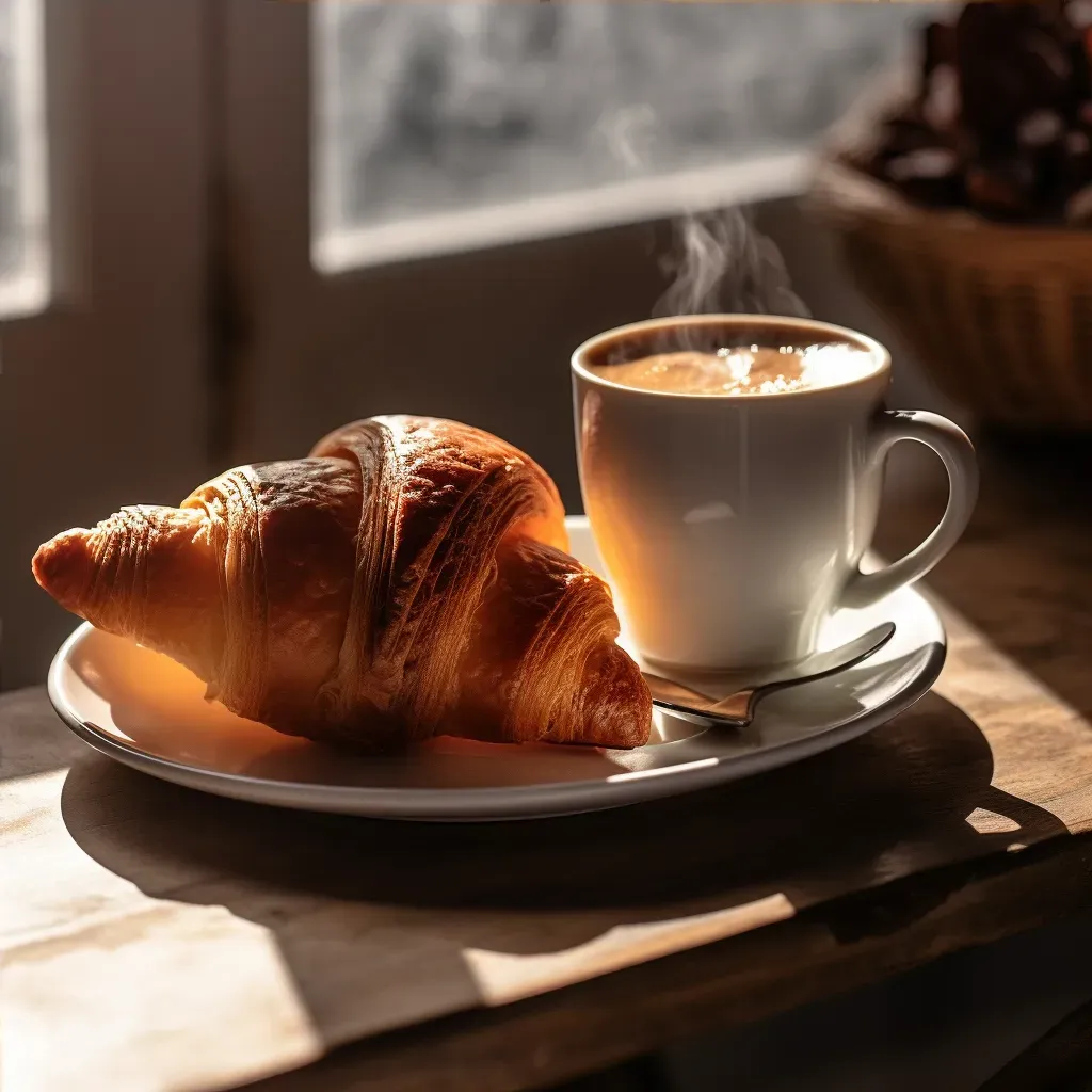 Freshly brewed espresso with croissant, shot on Canon EOS R5 - Image 4