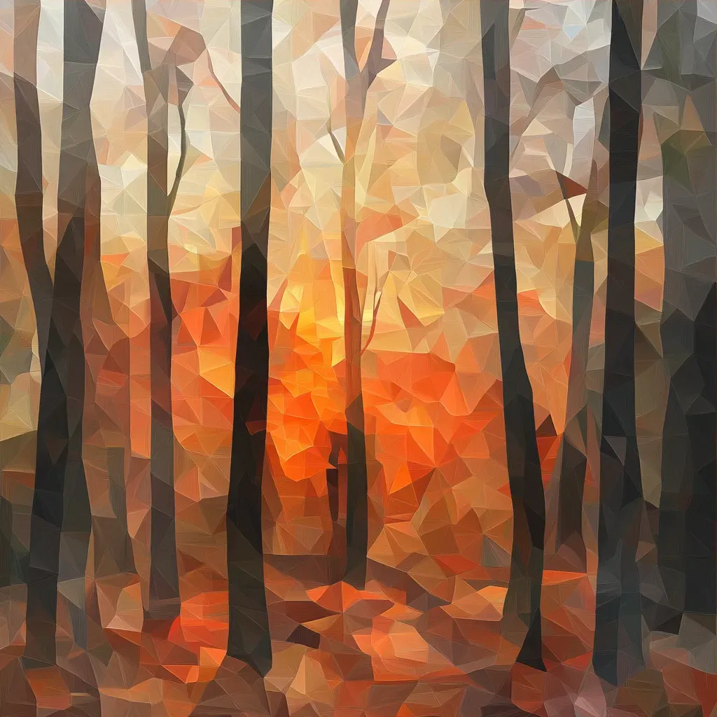 Low poly layered depiction of an autumn forest - Image 3