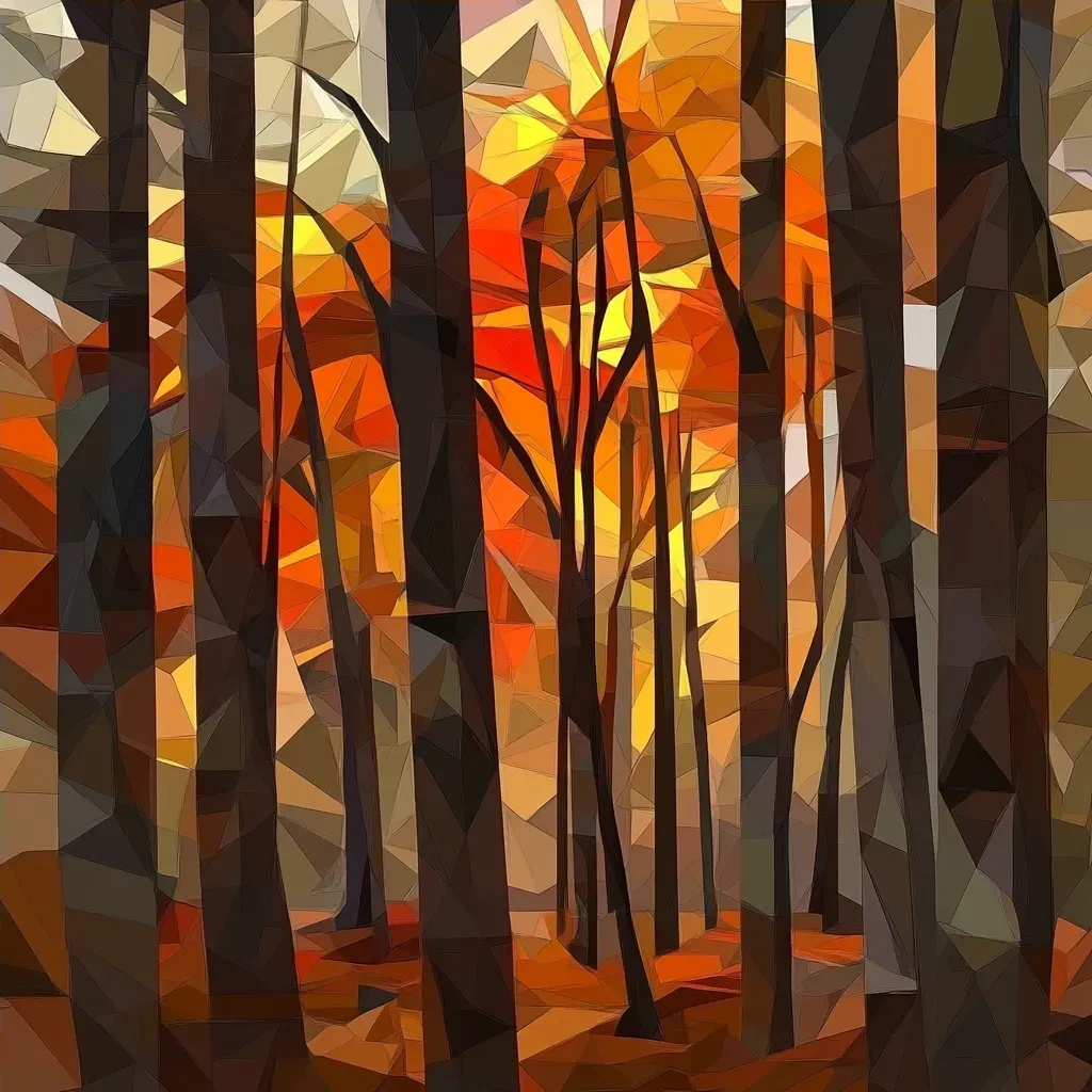 Low poly layered depiction of an autumn forest - Image 4