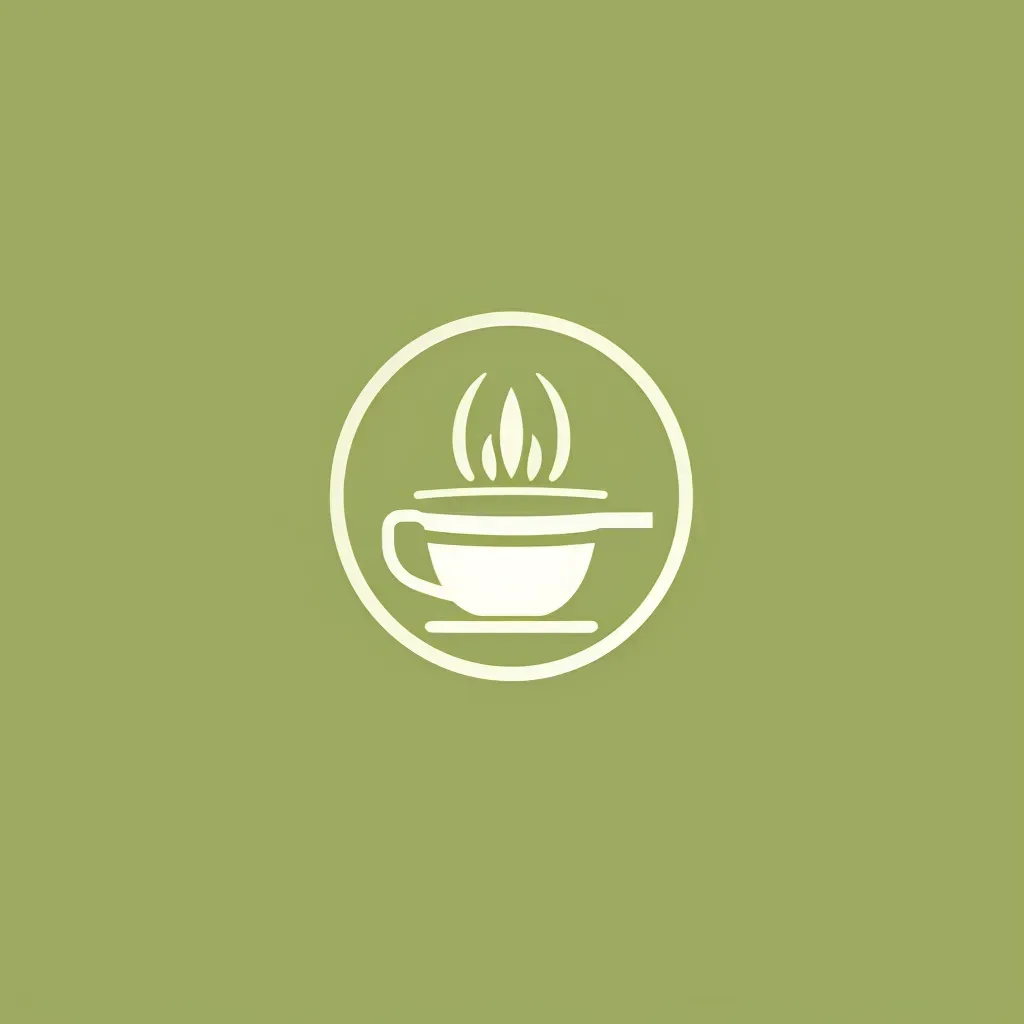 Minimalist matcha whisk logo in green and white - Image 1