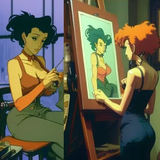 Woman painting a portrait of a different person - Image 3