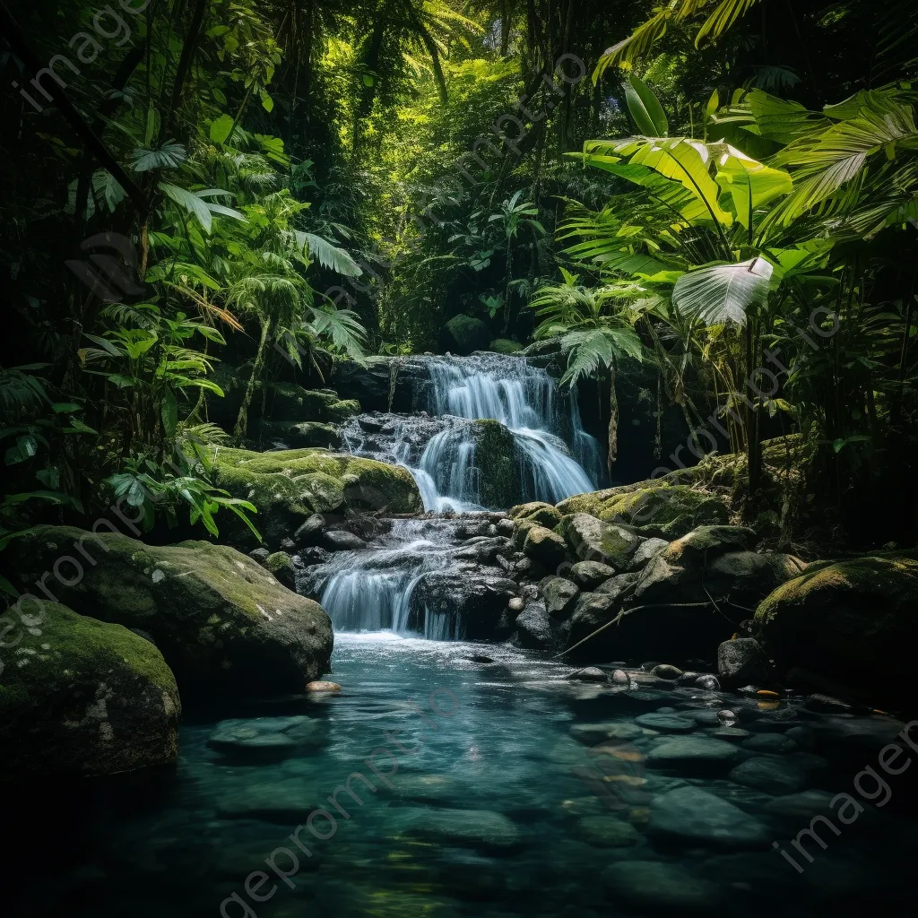 Secluded waterfall in a lush jungle setting - Image 3