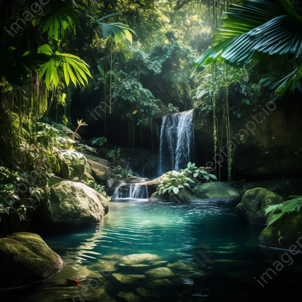 Secluded waterfall in a lush jungle setting - Image 4