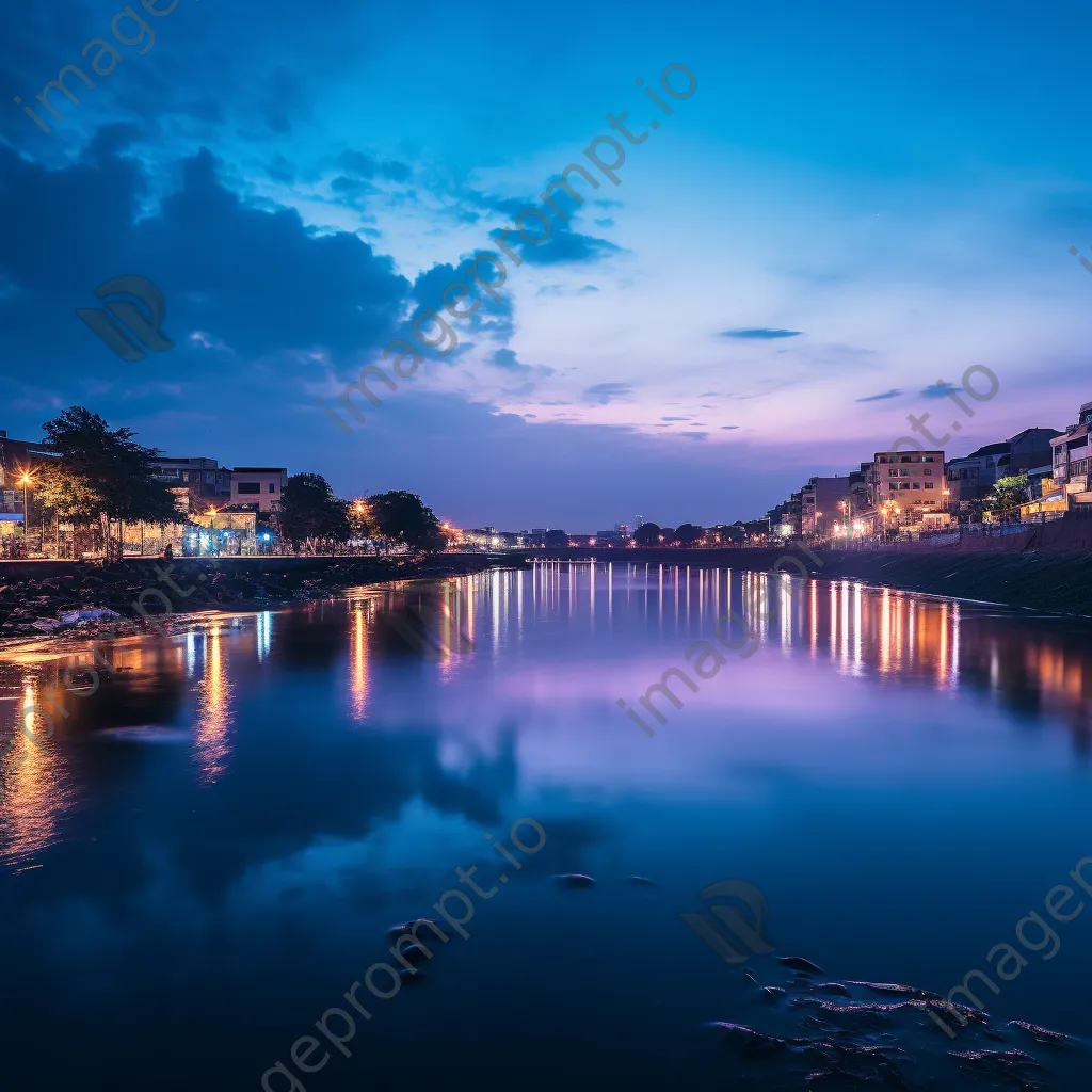 Long exposure photo of reflections on a river at dusk - Image 3