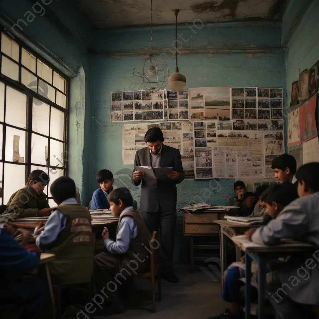 Teacher leading a reading activity with students in a classroom. - Image 1