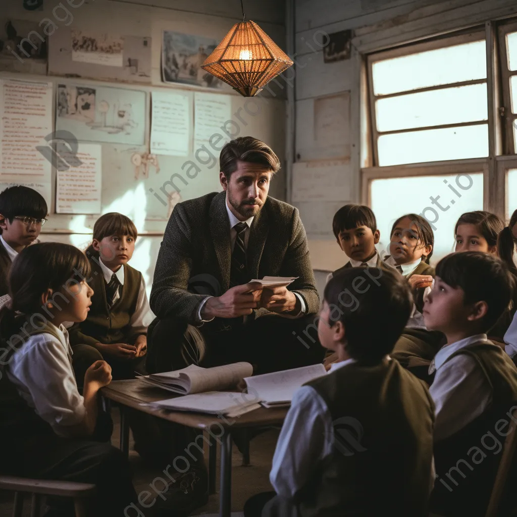 Teacher leading a reading activity with students in a classroom. - Image 3