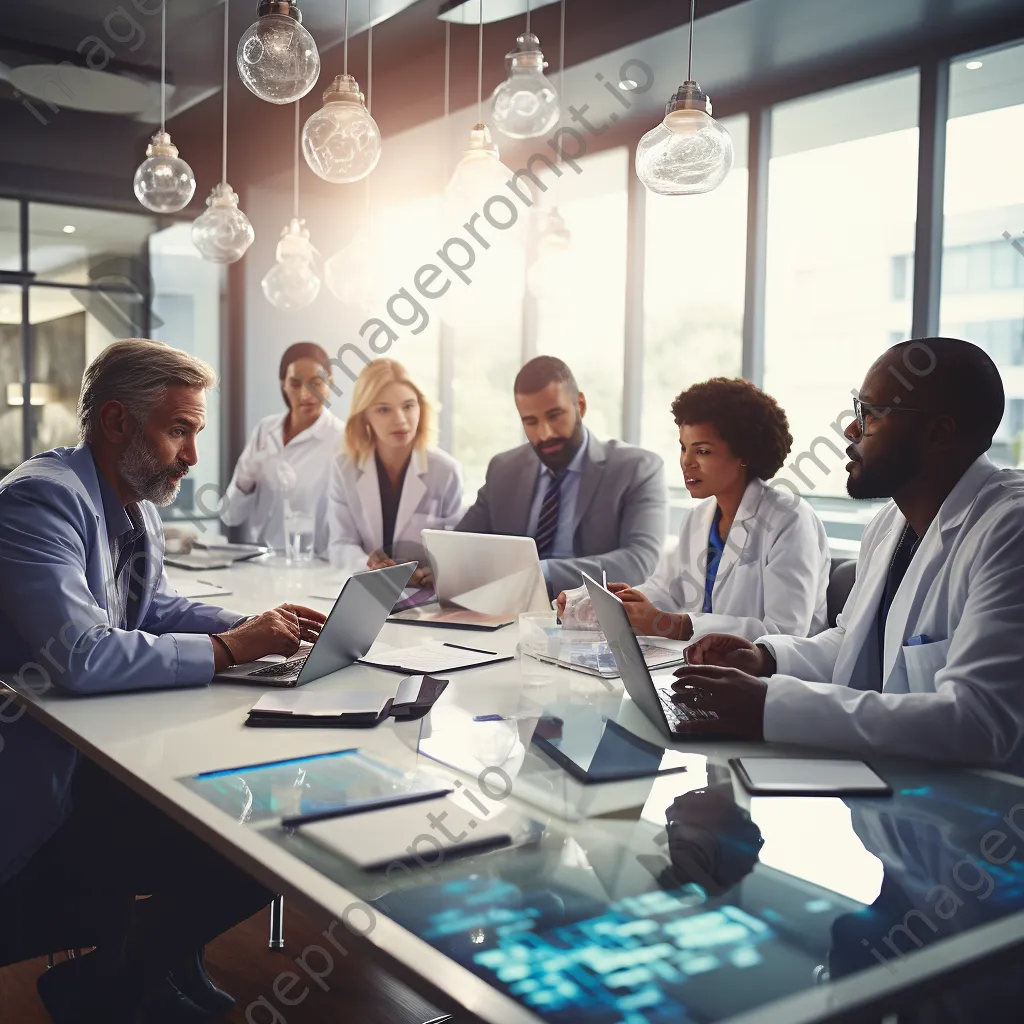 Medical professionals discussing in conference room - Image 1