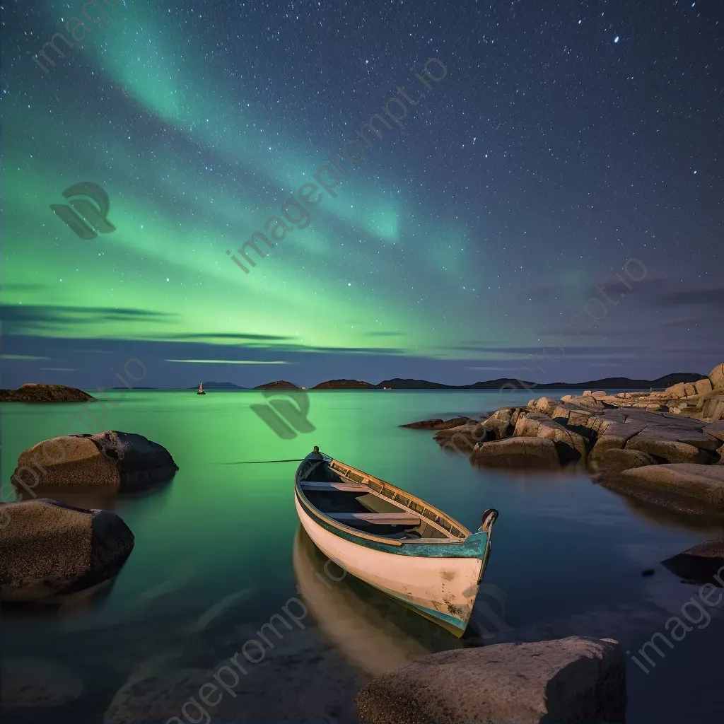 Aurora australis above ocean bay - Image 2