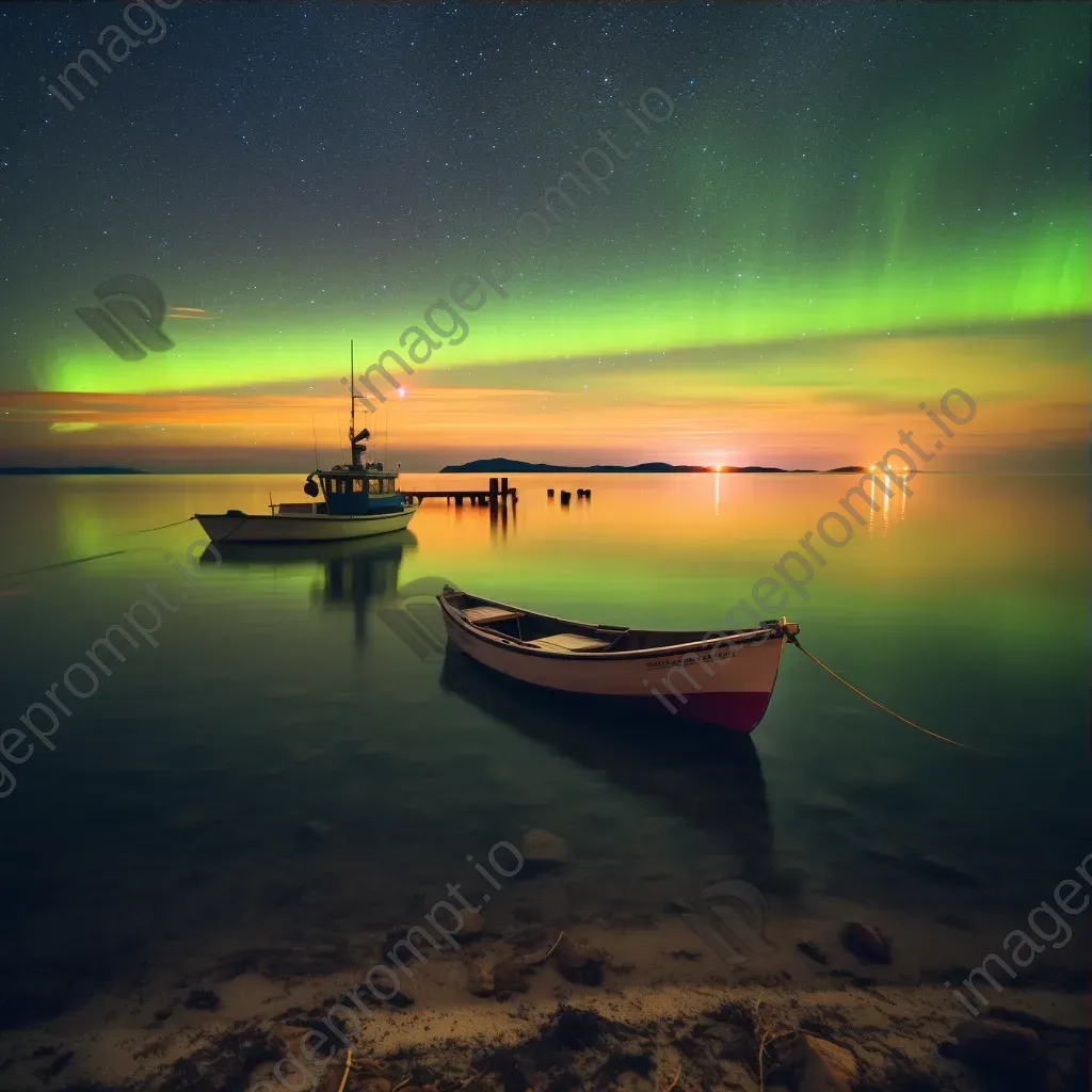 Aurora australis above ocean bay - Image 3