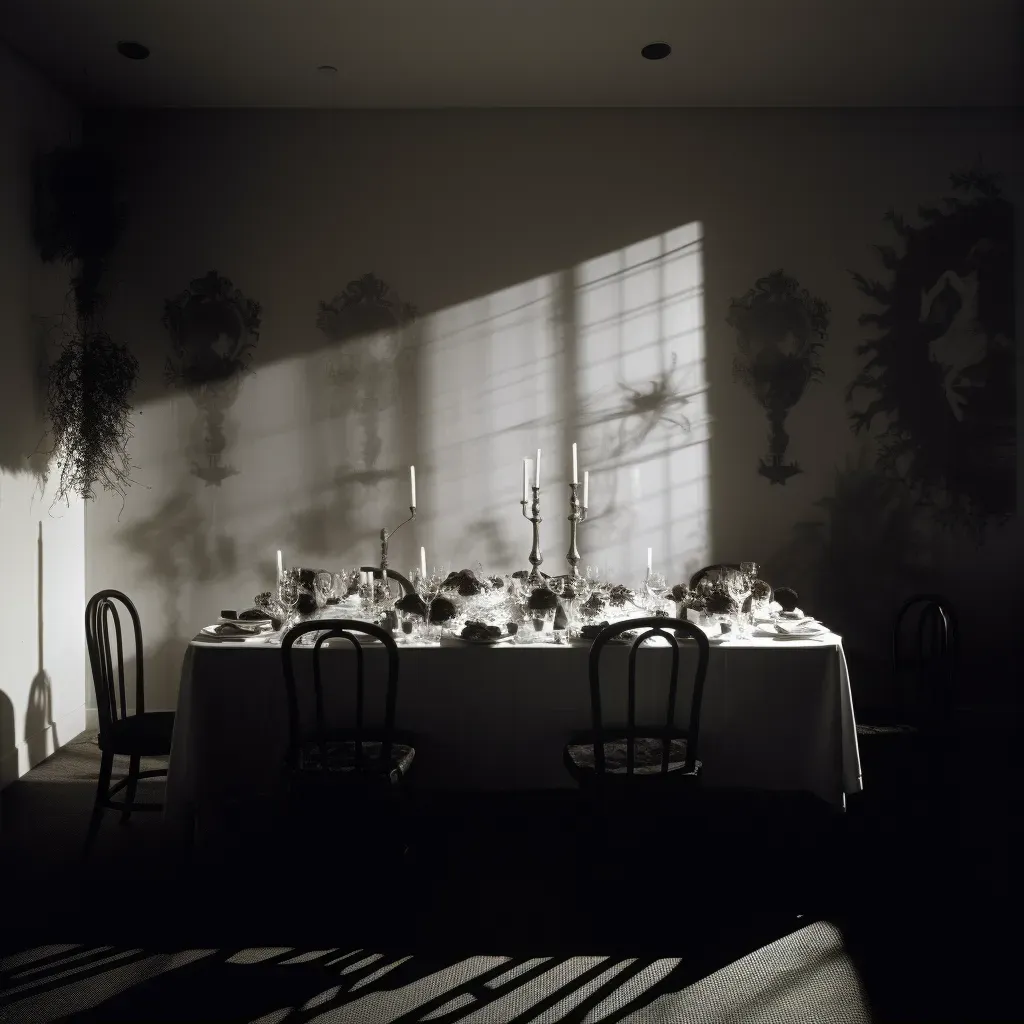 Spectral banquet hall with ghostly feasting guests - Image 2