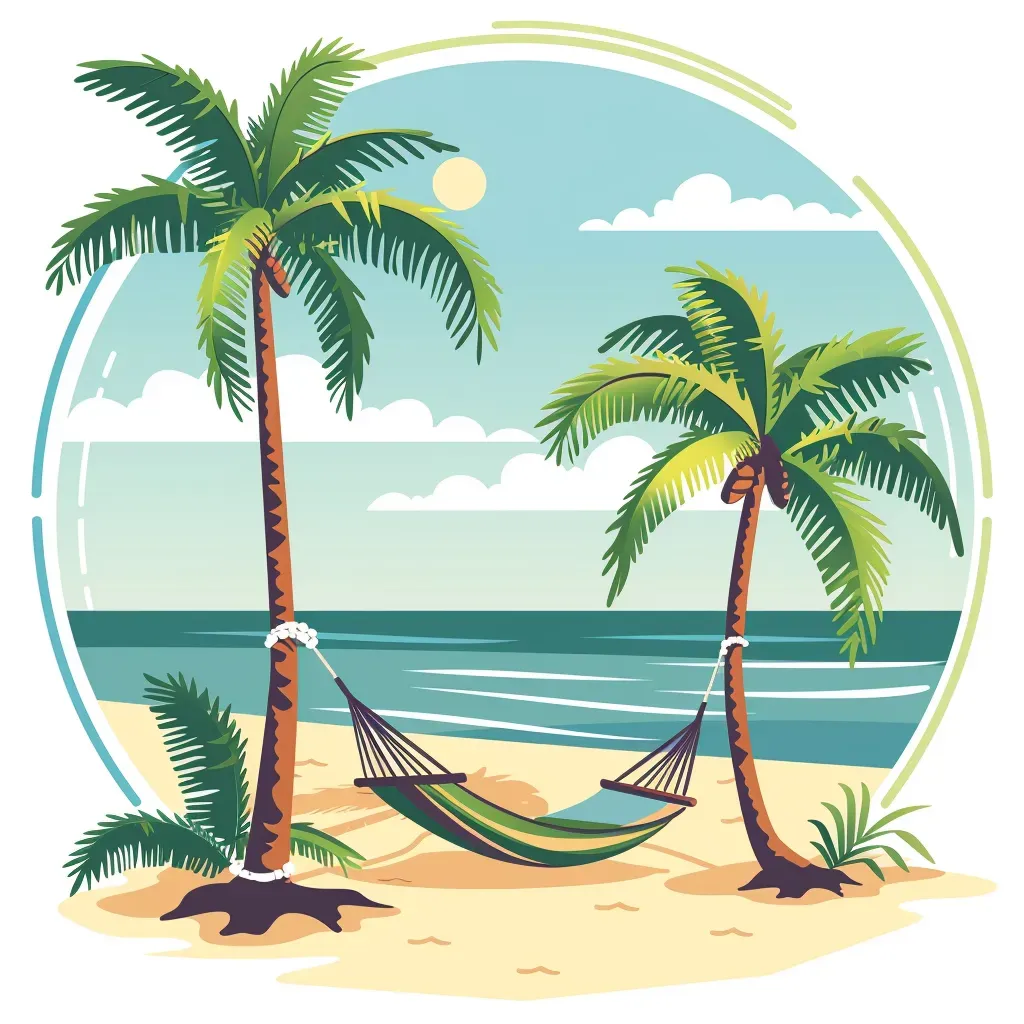 Tropical beach resort logo with palm trees and hammock by the sea - Image 3