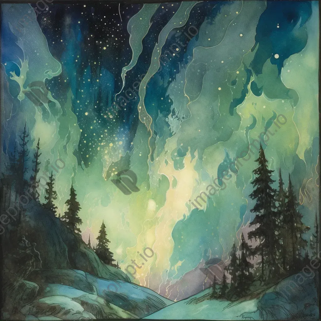 Northern Lights with vibrant dancing colors - Image 1