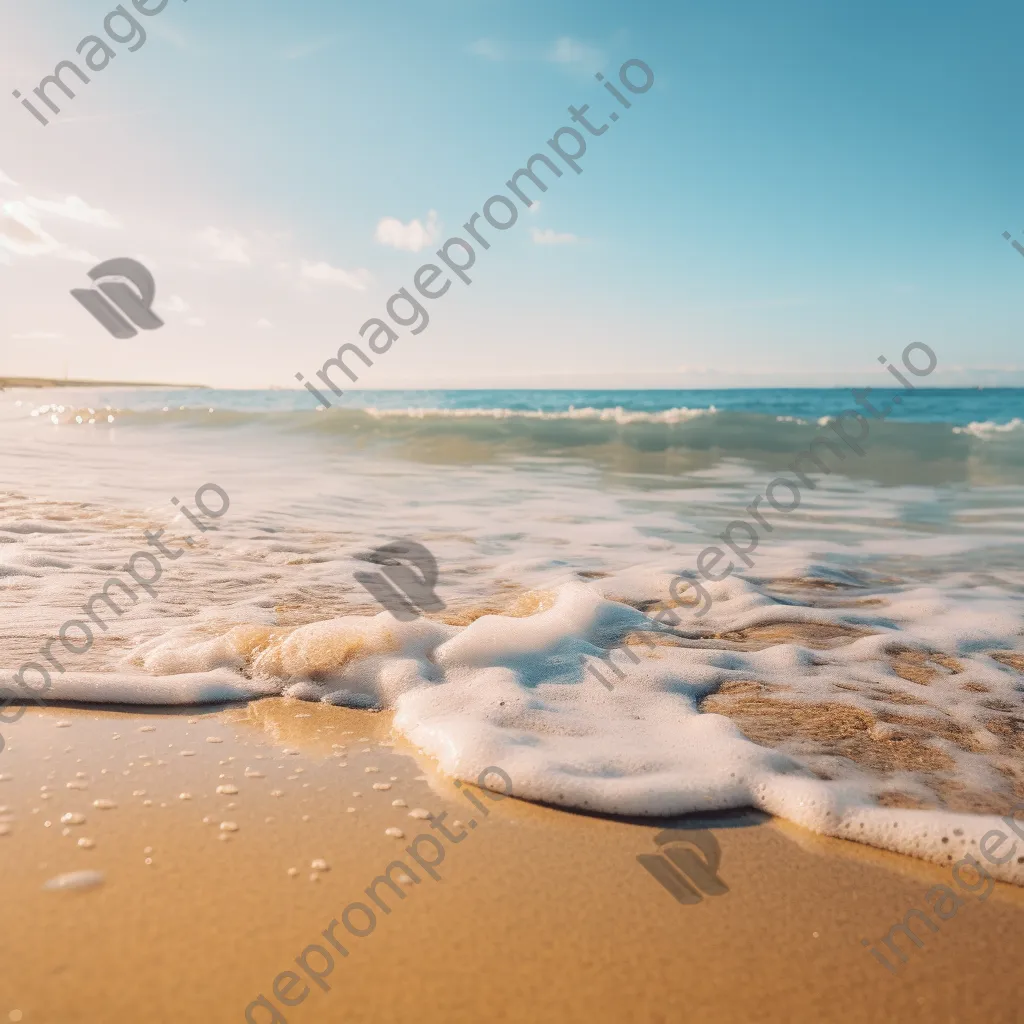 Blurred beach scene with gentle waves and sandy shore - Image 2