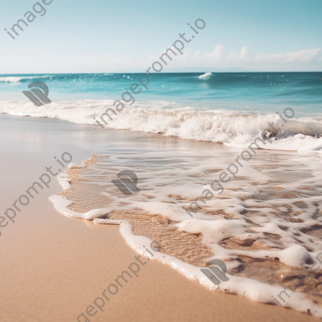 Blurred beach scene with gentle waves and sandy shore - Image 3