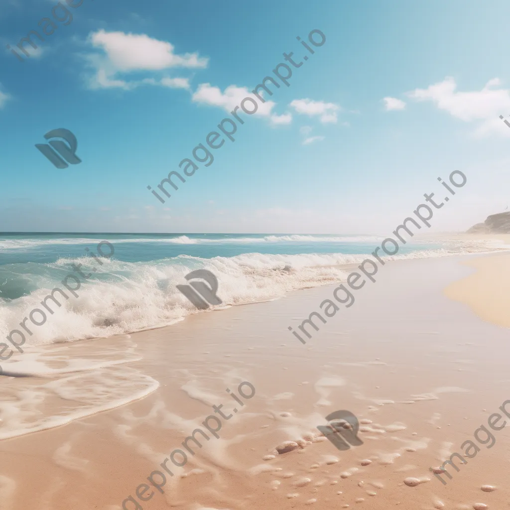 Blurred beach scene with gentle waves and sandy shore - Image 4