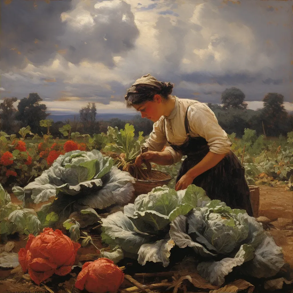 Farmer harvesting vegetables from bountiful garden - Image 2