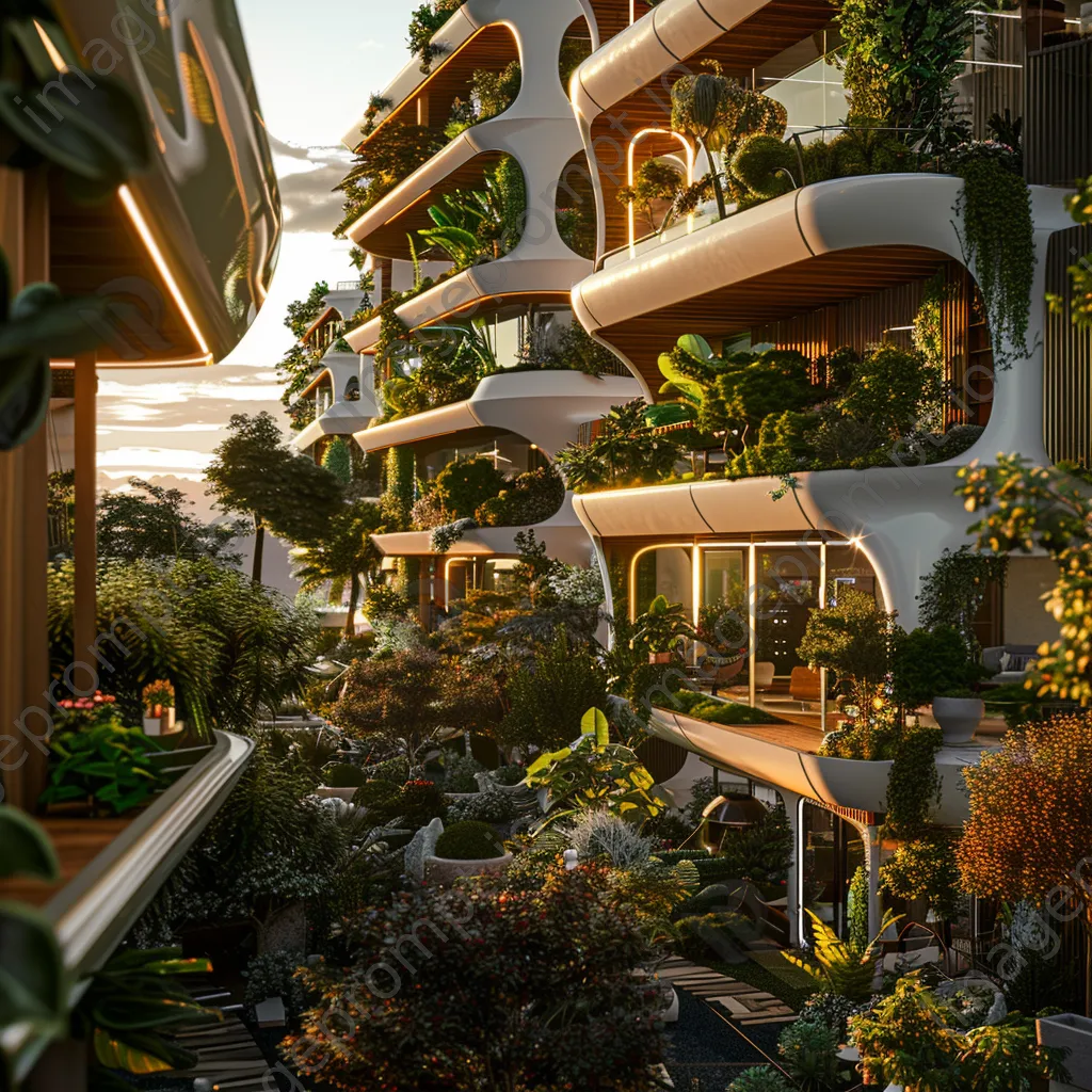 Futuristic residential area with modular homes and gardens - Image 1