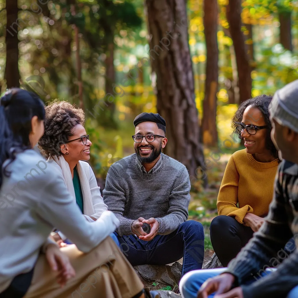 Leaders discussing in an outdoor retreat atmosphere - Image 2