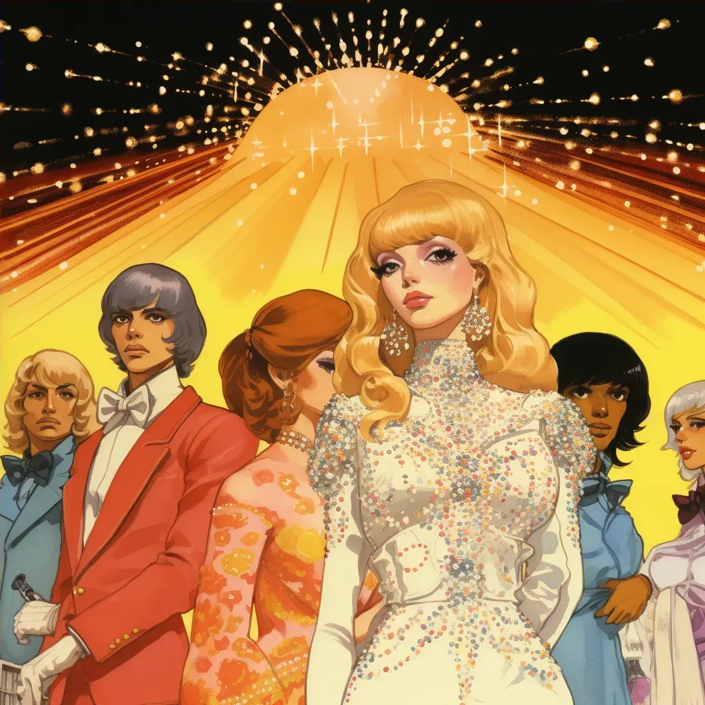 Image of a 1970s high school prom with disco balls and wide lapel suits - Image 4