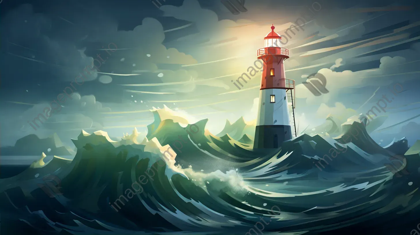 Dramatic low poly interpretation of a lighthouse in a storm - Image 2