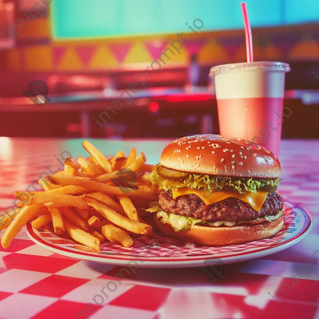 Fast food meal with burger, fries, and drink - Image 1