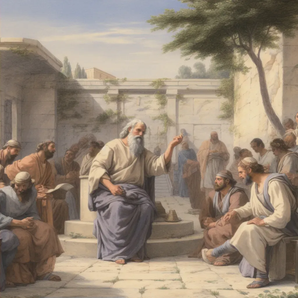 Socrates in philosophical debate at Athenian agora - Image 2