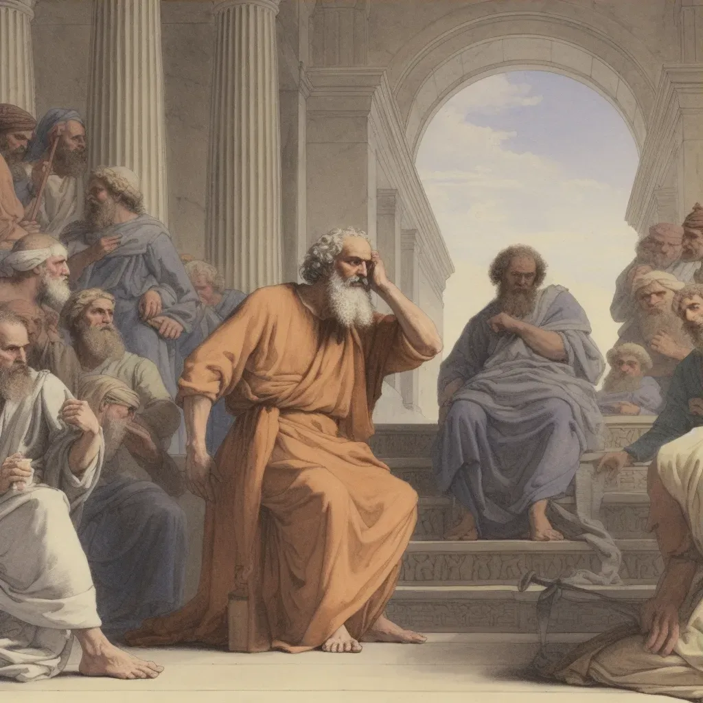 Socrates in philosophical debate at Athenian agora - Image 3