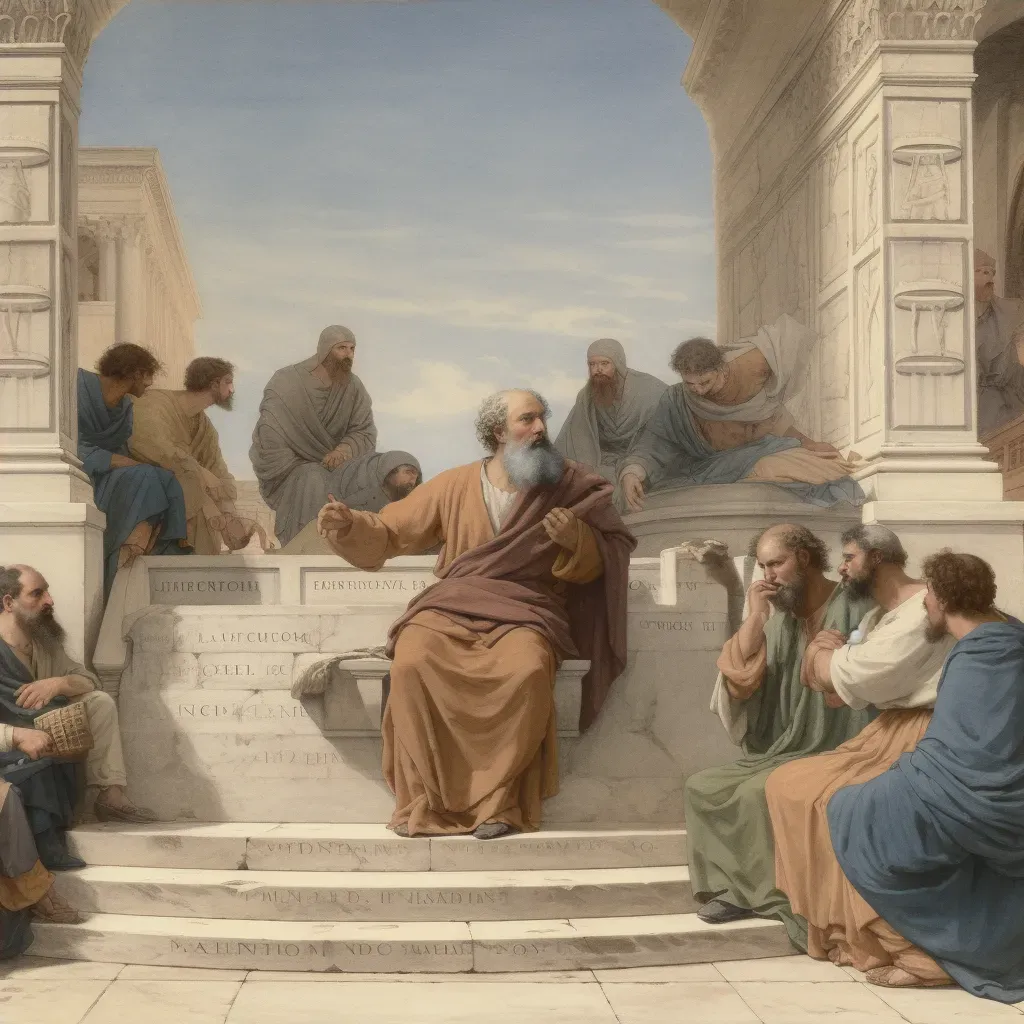 Socrates in philosophical debate at Athenian agora - Image 4