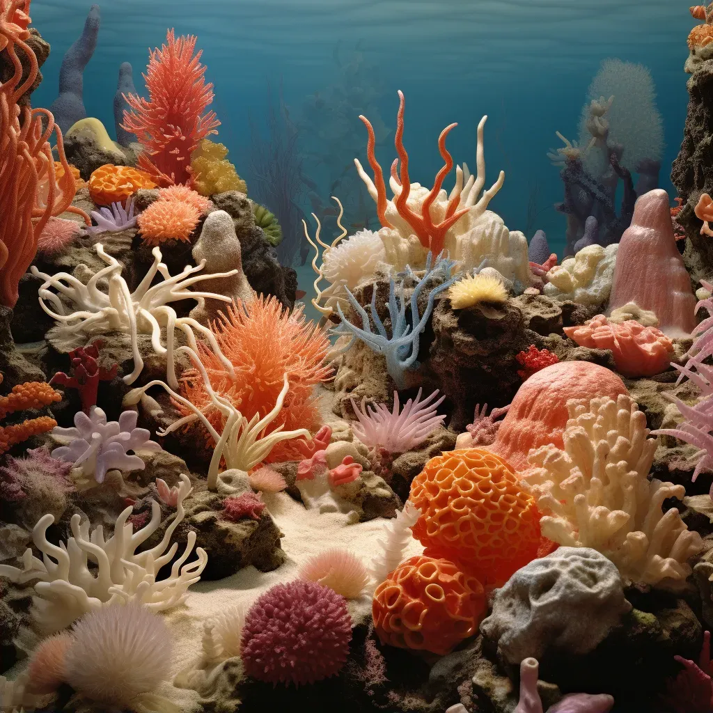 Coral reef with diverse textures and forms supporting marine life - Image 2