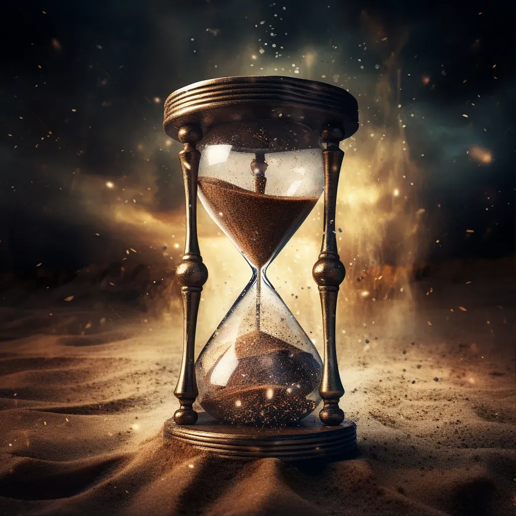 Illustration of an hourglass with falling sand representing time passage - Image 1