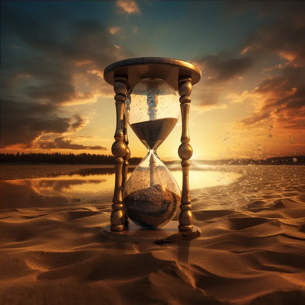 Illustration of an hourglass with falling sand representing time passage - Image 4