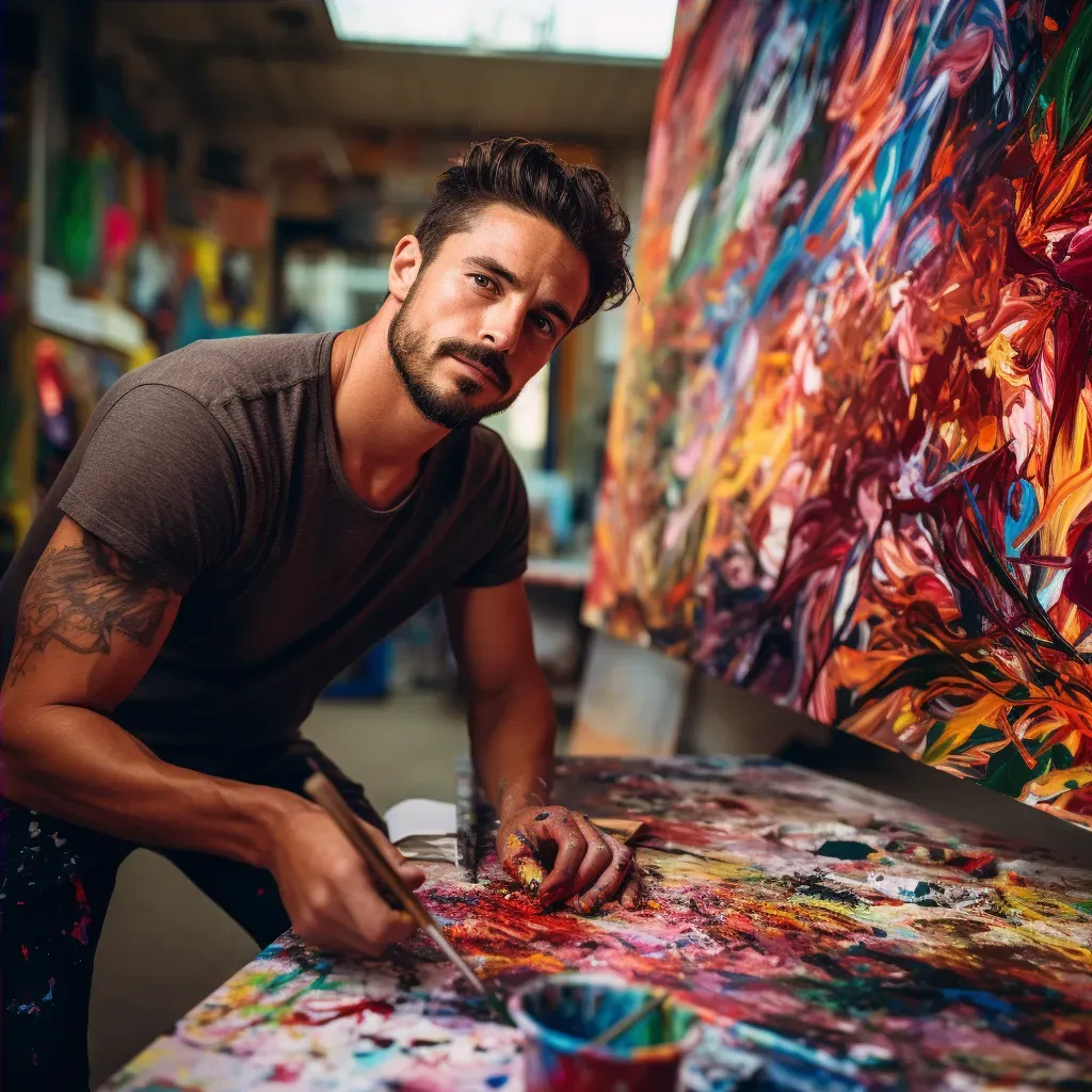 Street artist creating graffiti art on a building. - Image 4