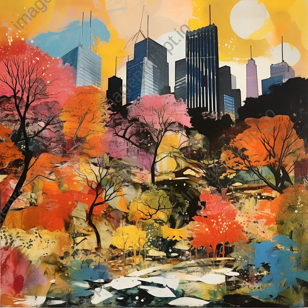 Collage of Central Park showing vibrant autumn colors - Image 1