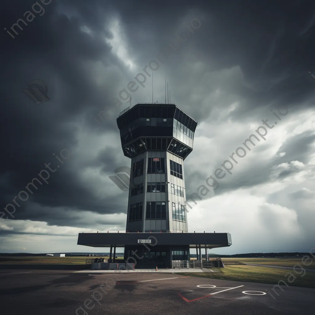 Airport control tower under a stormy sky - Image 4