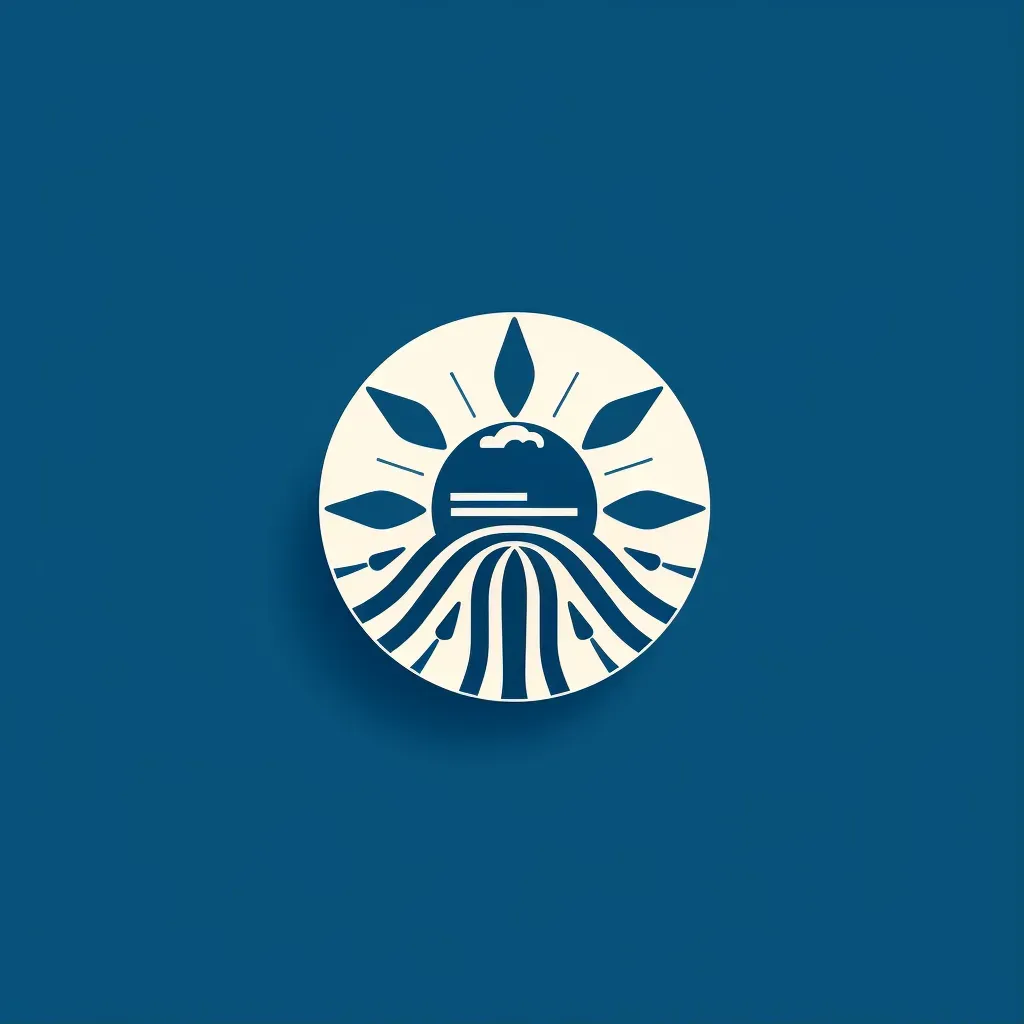 Sleek and modern logo design with sun icon in blue and white colors - Image 1