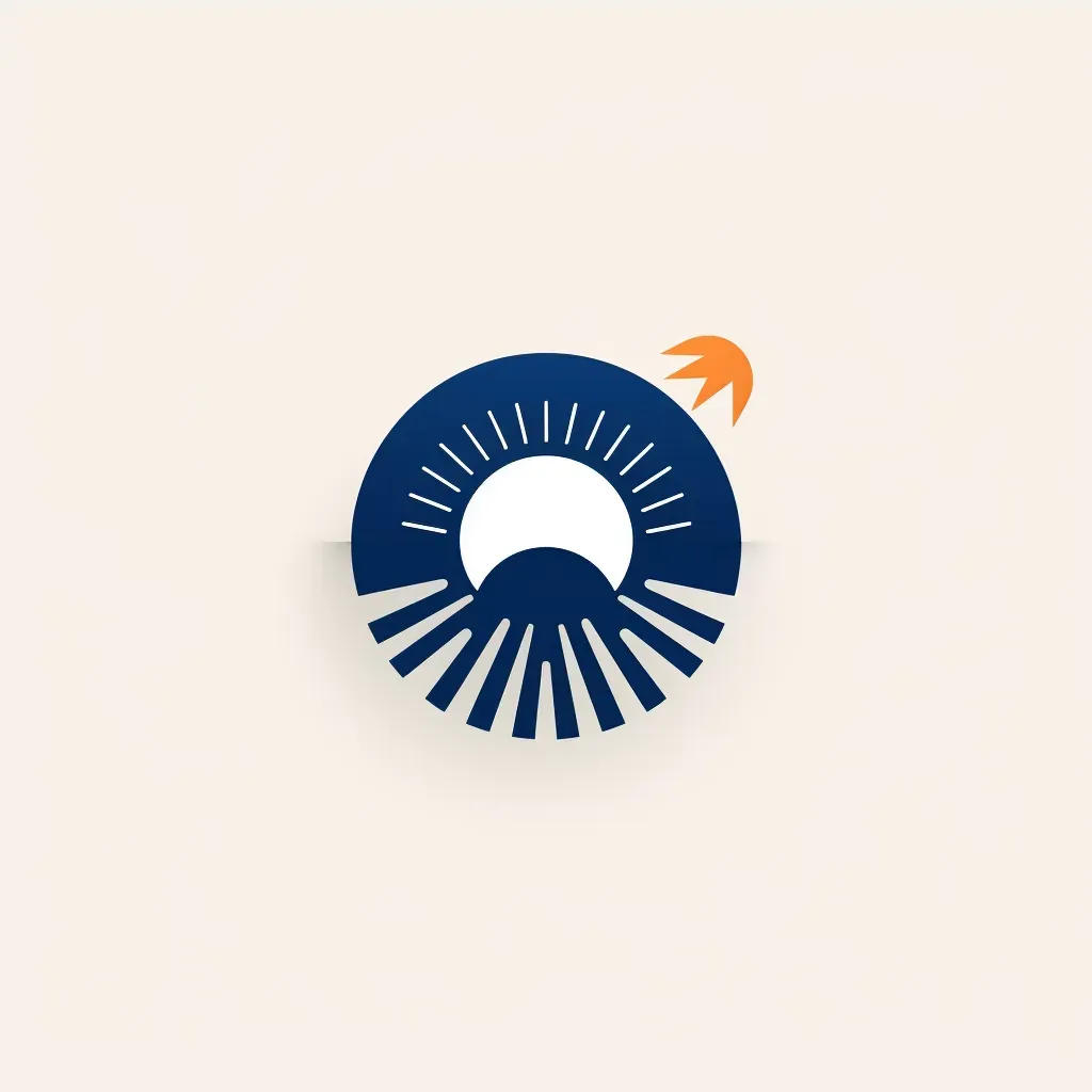 Sleek and modern logo design with sun icon in blue and white colors - Image 4