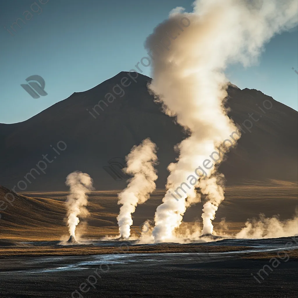 Geysers erupting in a geothermal valley capturing natural power. - Image 2